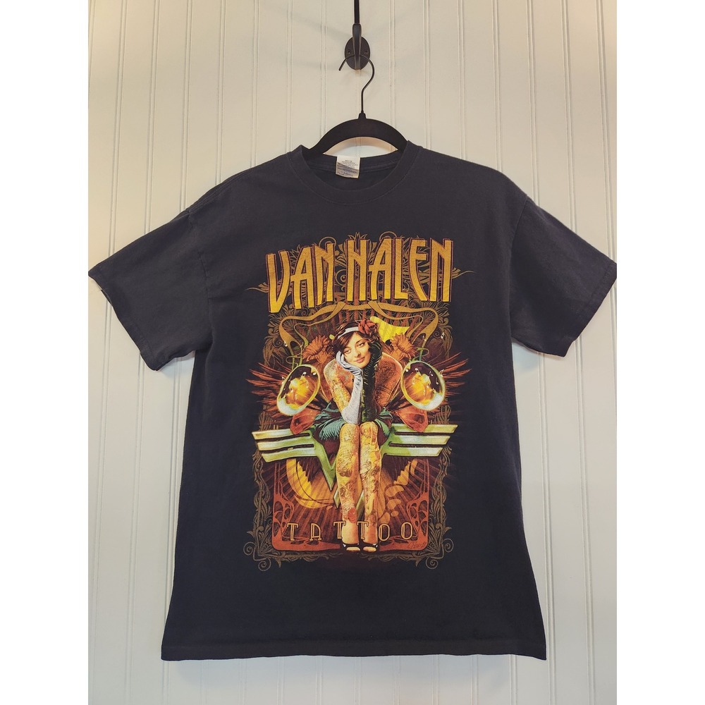 Van Halen 2012 Tour T-Shirt Mens Medium Black Tattoo Graphic Rock Band Concert